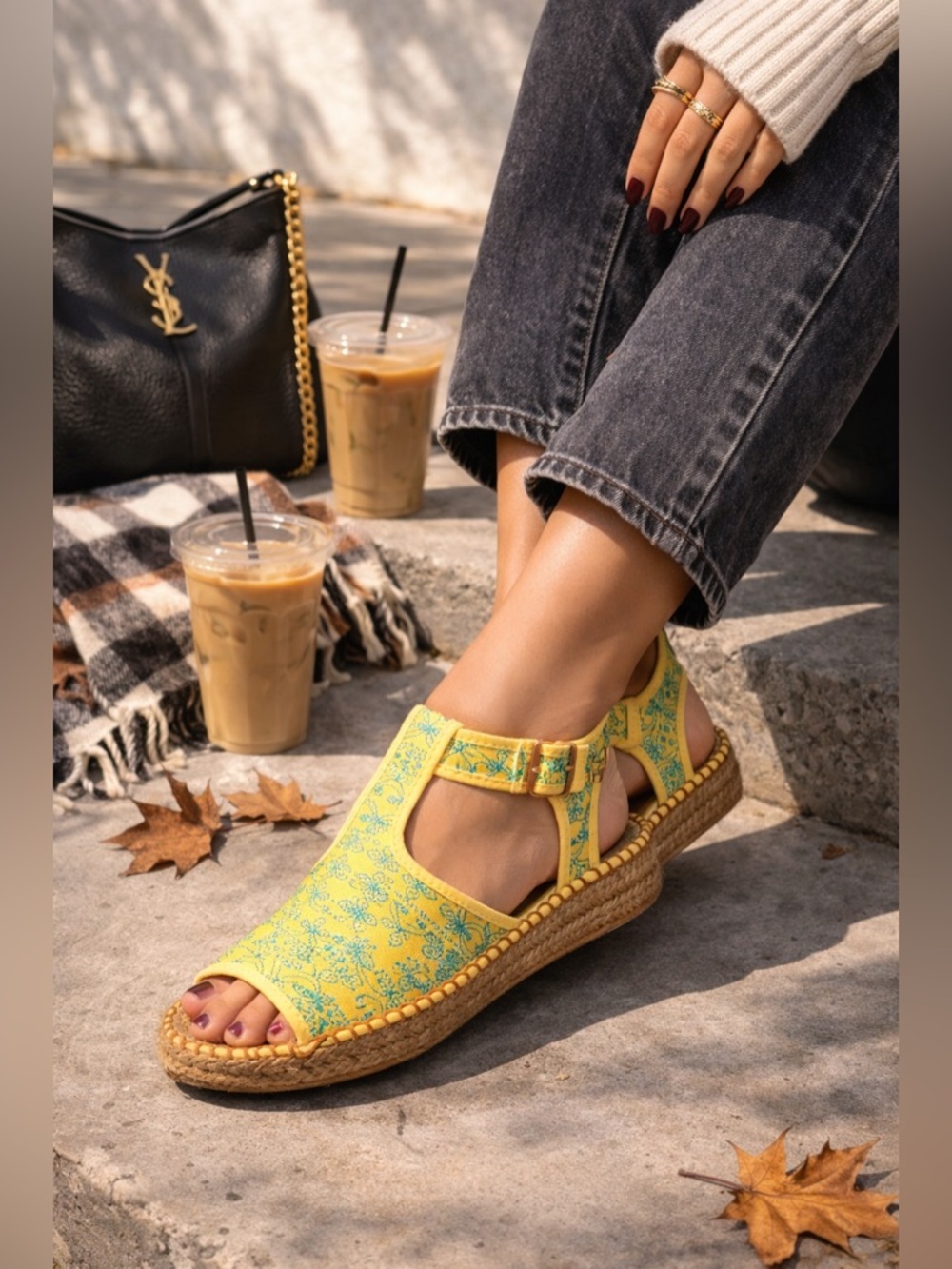 Andre Assous Vintage Espadrille Buckle Sandals Made In France
